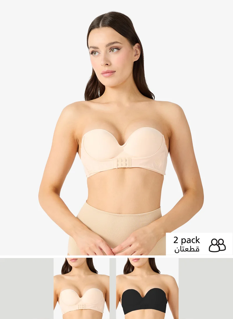 جينجر 2PC Seamless Non Wired Padded Push Up Bandeau Bra